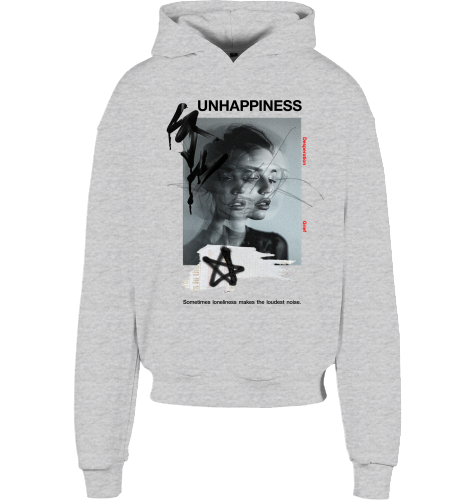 Unhappiness - Oversize Heavy Hoodie (Front Print)