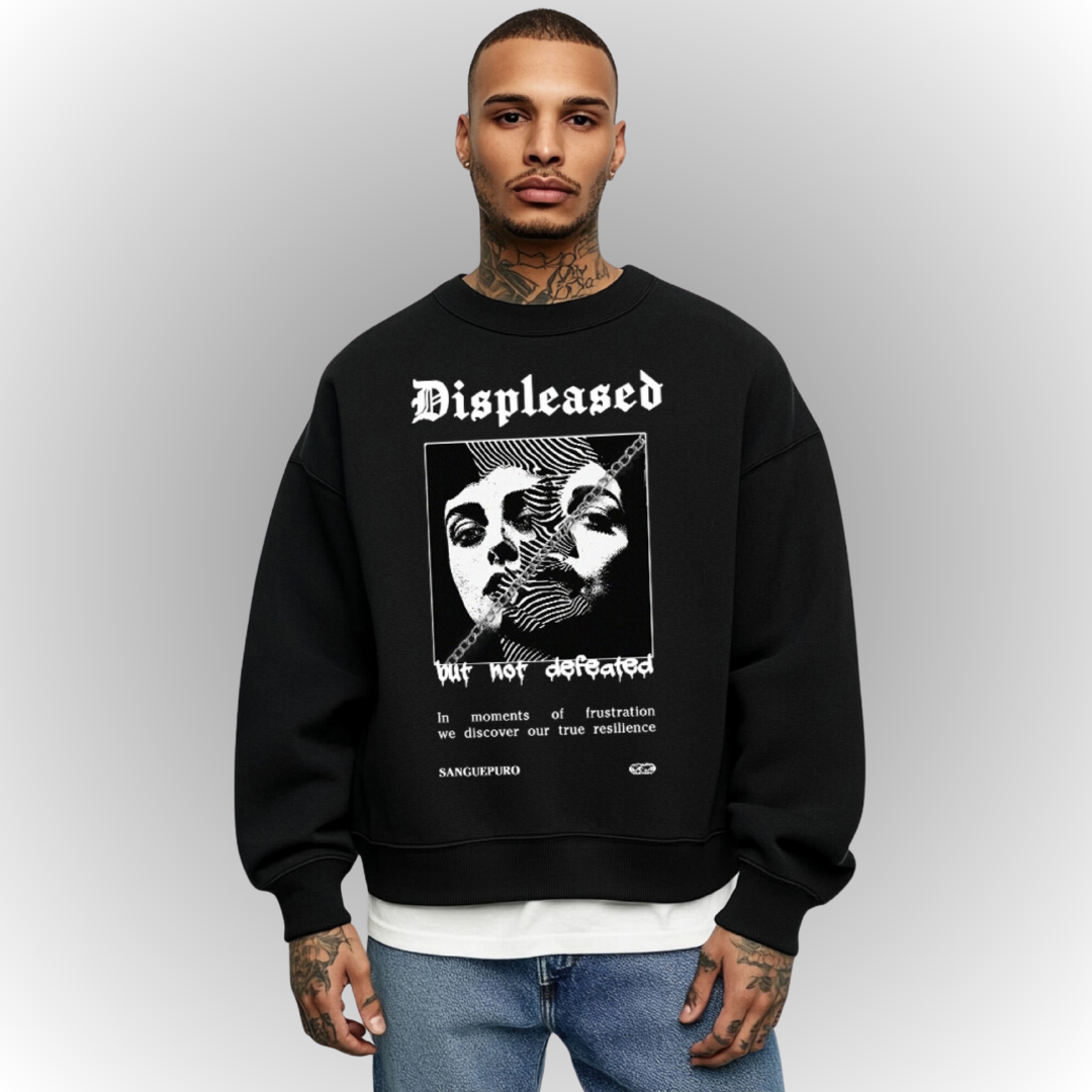 Displeased Oversize Heavy Sweatshirt Front Print