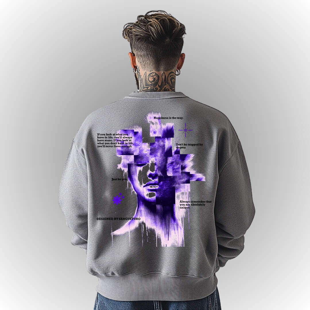 Happiness Oversize Heavy Sweatshirtt Back Print