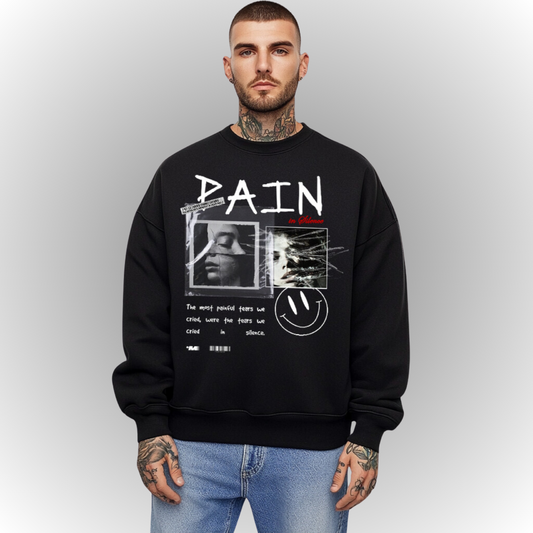 Pain Oversize Heavy Sweatshirt Front Print