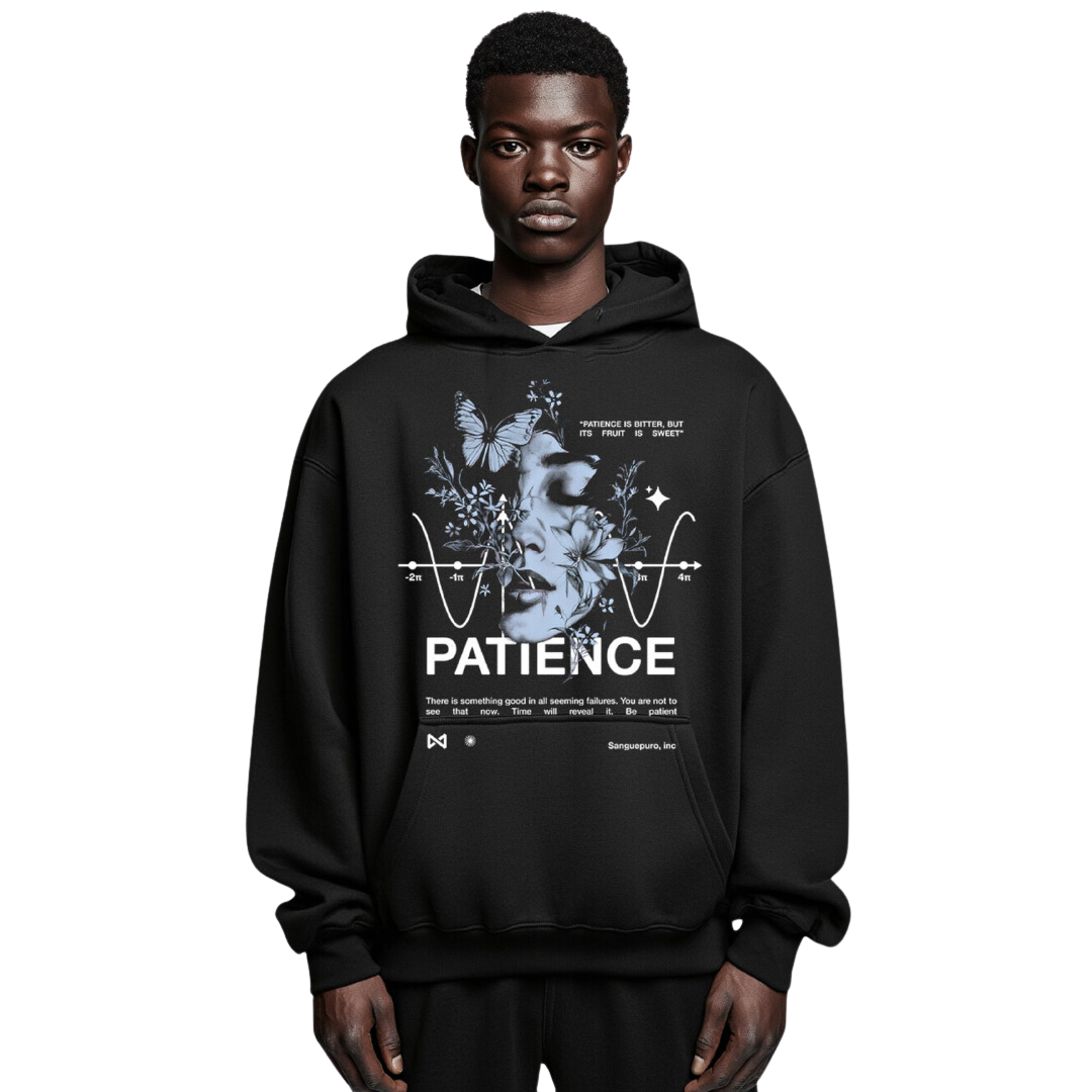 PATIENCE Oversize Hoodie Frontprint