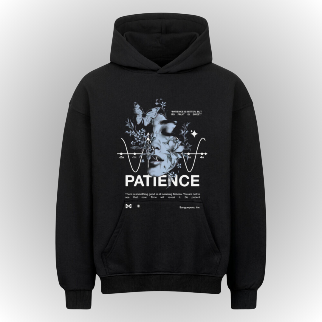 Patience Heavy Oversize Hoodie Front Print