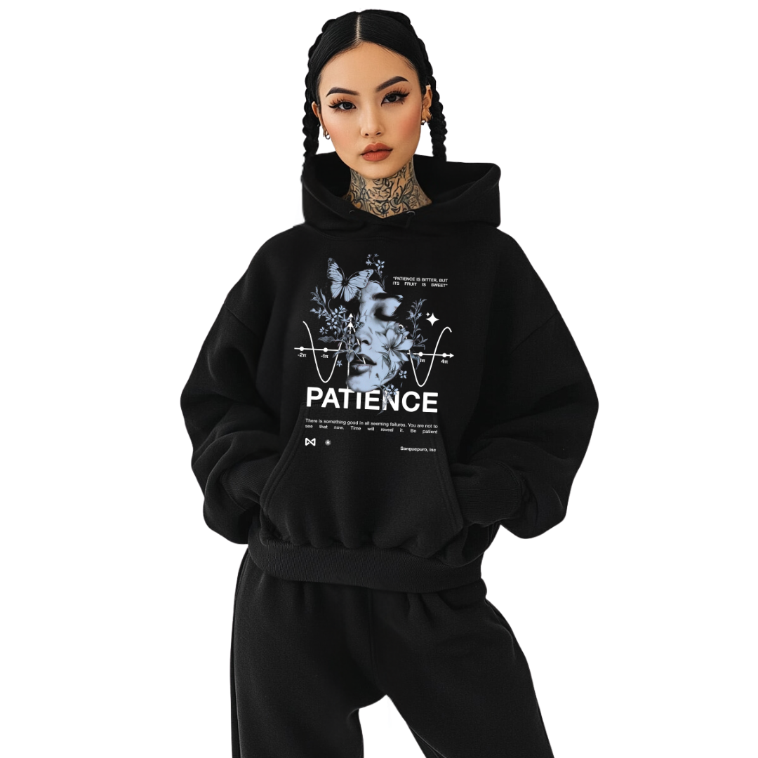 PATIENCE Oversize Hoodie Frontprint