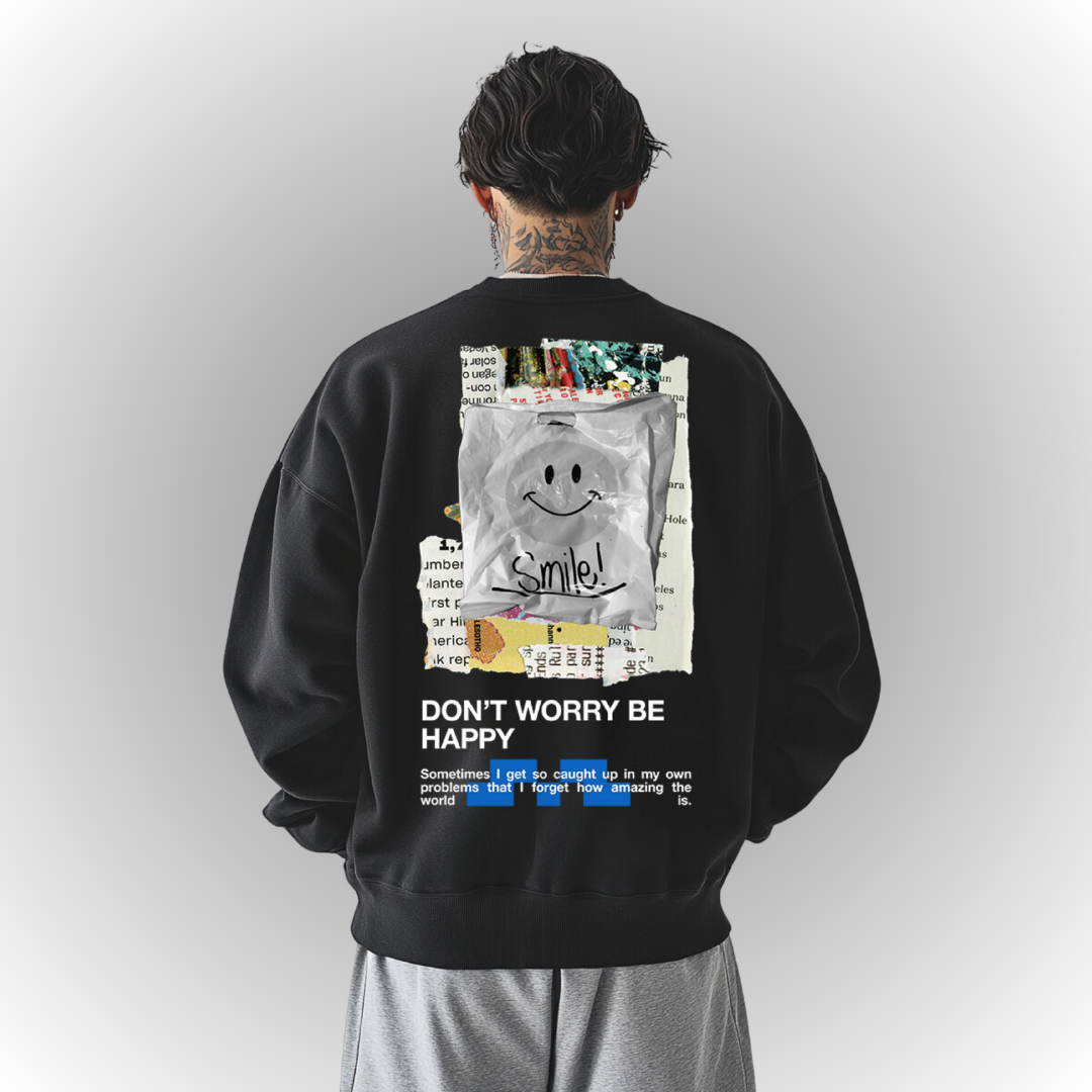 Smile Oversize Heavy Sweatshirt Back Print