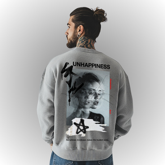 Unhappiness Oversize Heavy Sweatshirt Front Print