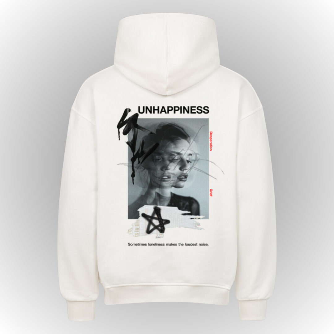 Unhappiness Heavy Oversize Hoodie Back Print