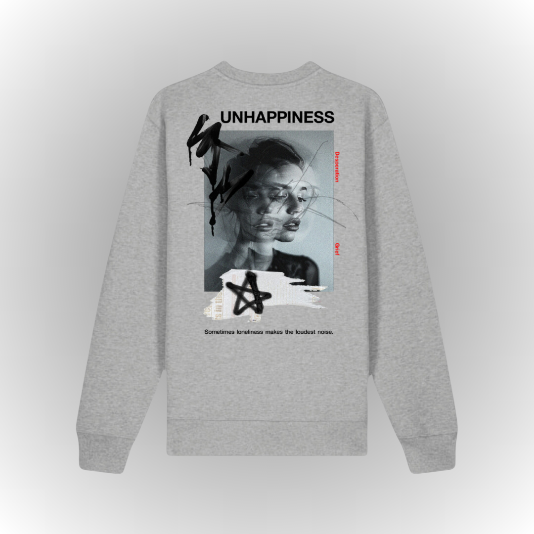 Unhappiness Oversize Heavy Sweatshirt Front Print