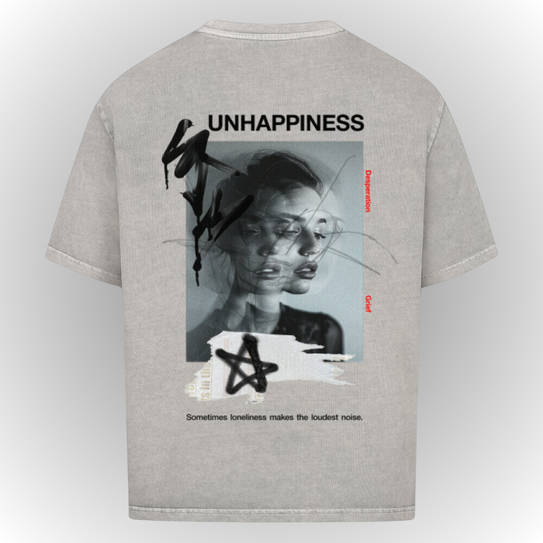 Unhappiness Heavy Oversize Tee Back Print