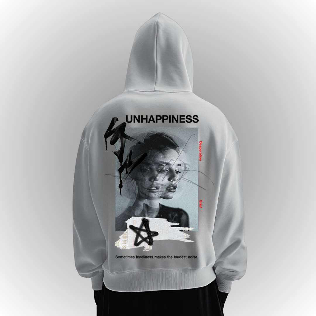 Unhappiness Heavy Oversize Hoodie Back Print